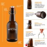 FastRack Swing Top Glass Bottles 16 oz – Pack of 12 | Amber Flip Top Glass Bottles with Airtight Lids | Resealable Grolsch-Style Fermentation Bottles for Kombucha, Beer, Mead, Soda, Vinegar & Water - Image 4