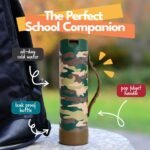 Elemental Iconic Kids Water Bottle for School - 100% Leak-Proof Insulated Water Bottles with Straw Lid & Pop-It Handle for Boys & Girls - Triple-Wall Insulated & BPA-Free, 20oz – Green Camo - Image 3