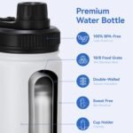 DOMICARE 16 oz Kids Water Bottle for School Stainless Steel Double Wall Vacuum Insulated Water Bottle with Straw lids & Spout Lid, Leakproof BPA Free (White,8) - Image 3