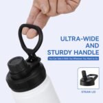 DOMICARE 16 oz Kids Water Bottle for School Stainless Steel Double Wall Vacuum Insulated Water Bottle with Straw lids & Spout Lid, Leakproof BPA Free (White,8) - Image 4