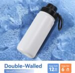 DOMICARE 16 oz Kids Water Bottle for School Stainless Steel Double Wall Vacuum Insulated Water Bottle with Straw lids & Spout Lid, Leakproof BPA Free (White,8) - Image 5