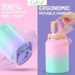 64 oz Insulated Water Bottle with Flip Straw, Vacuum Insulated Stainless Steel Jug with Top Handle, Leak-Proof Lid, Sweat-Free, Wide Mouth, Keeps Ice Cold up to 34 Hours - Image 4