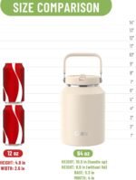 64 oz Insulated Water Bottle with Flip Straw, Vacuum Insulated Stainless Steel Jug with Top Handle, Leak-Proof Lid, Sweat-Free, Wide Mouth, Keeps Ice Cold up to 34 Hours - Image 7