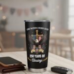 250 Years America Anniversary Tumbler, 20oz USA 250th Birthday Stainless Steel Insulated Tumbler, One Nation Under God Office Decor Desk Accessories Gifts for Coworkers - Image 3