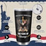 250 Years America Anniversary Tumbler, 20oz USA 250th Birthday Stainless Steel Insulated Tumbler, One Nation Under God Office Decor Desk Accessories Gifts for Coworkers - Image 8