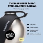 Malsipree 2-in-1 Portable Dog Water Bottle & Bowl for Small Dogs - Leak Proof & Insulating - Travel Water Dispenser - Stainless Steel Bottle & Silicone Bowl - Walking & Hiking (10 fl oz, Black) - Image 3