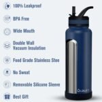 OLDLEY 40 oz Insulated Water Bottle With Straw, Stainless Steel Sports Water Cup Flask with 3 Lids(Straw, Spout and Handle Lid) Double Walled Travel Thermal Canteen Mug,Navy Blue - Image 4