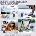 20 oz Insulated Coffee Mug with Ceramic Coating, Stainless Steel Travel Mug Tumbler with Handle Lid and Straw, Double Wall Leak-Proof Coffee Travel Mug Keeps Drink Hot and Cold (Purple blue) - Image 5