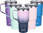 20 oz Insulated Coffee Mug with Ceramic Coating, Stainless Steel Travel Mug Tumbler with Handle Lid and Straw, Double Wall Leak-Proof Coffee Travel Mug Keeps Drink Hot and Cold (Purple blue) - Image 6
