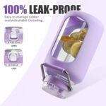 Large Glass Water Bottles with Stainless Steel Handle,100 oz Gallon Drinking Bottle with 2-in-1 Straw Lid,3 Liter Glass Water Jug with Silicone Sleeve,Wide Mouth,Purple - Image 5