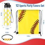 36 Pcs Softball Party Favors Sports 18 oz Reusable Water Bottles Flip Top with Leak Proof Gift Set Include Drawstring Goodie Bag Bracelet for Softball Team Gift Accessories Supplies - Image 3