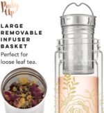 Pinky Up Blair Travel Infuser Mug, Double-Walled Glass, Stainless Steel Strainer, 16 Oz, Bouquet - Image 4
