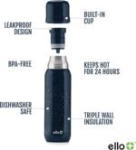 Ello Therma 32oz Insulated Stainless Steel Thermos for Hot & Cold Beverages with Leak Proof Lid & Built-in Cup, Triple Wall Insulation, Hot 24 Hrs, Perfect for Coffee,Tea, Dishwasher Safe, Blue - Image 4