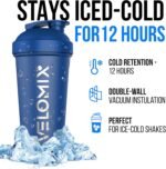 VELOMIX 24 oz Stainless Steel Shaker Bottle with Wire Whisk - Leakproof, No Clumps, Odor Resistant Metal Shaker Bottle, Insulated Shaker Cups for Protein Shakes, Pre Workout and Smoothie(Blue) - Image 4