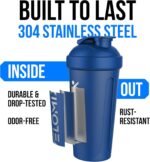 VELOMIX 24 oz Stainless Steel Shaker Bottle with Wire Whisk - Leakproof, No Clumps, Odor Resistant Metal Shaker Bottle, Insulated Shaker Cups for Protein Shakes, Pre Workout and Smoothie(Blue) - Image 6
