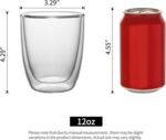 NIRA.Z 2 Pack 11.6oz/343ml Double Wall Glass Coffee Mugs, No Hole Bottom, Insulated Borosilicate Glass Coffee Cups, Clear Mugs for Hot & Cold Beverages, Perfect for Espresso, Latte, Tea, Cappuccino - Image 4