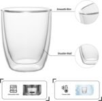 NIRA.Z 2 Pack 11.6oz/343ml Double Wall Glass Coffee Mugs, No Hole Bottom, Insulated Borosilicate Glass Coffee Cups, Clear Mugs for Hot & Cold Beverages, Perfect for Espresso, Latte, Tea, Cappuccino - Image 5