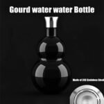 Stainless Steel Gourd Water Bottle 16.9oz (500ml), Deep Black Drinking Gourd, Double Wall Insulated Water Jug, Vintage Gourd Bottle for Hot & Cold Drinks, Leak-Proof Sports Bottle (Dark-Black) - Image 3