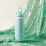 Ello Cooper 32oz Stainless Steel Water Bottle with Straw and Carry Handle, Double Walled and Vacuum Insulated Metal, Leak Proof Locking Lid with Soft Silicone Spout, Reusable, BPA Free, Yucca - Image 3