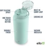 Ello Cooper 32oz Stainless Steel Water Bottle with Straw and Carry Handle, Double Walled and Vacuum Insulated Metal, Leak Proof Locking Lid with Soft Silicone Spout, Reusable, BPA Free, Yucca - Image 4