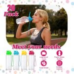 20 Pcs Water Bottles Bulk, 17 oz Plastic Water Bottles with Leak Proof Flip Top, Large Sports Water Bottle with Handle Strap for Adults Sports Gym, School, Party Outdoor, Hiking, Yoga - Image 4