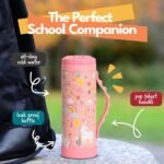 Elemental Iconic Kids Water Bottle for School - 100% Leak-Proof Insulated Water Bottles with Straw Lid & Pop-It Handle for Boys & Girls - Triple-Wall Insulated & BPA-Free, 14oz – Pink Unicorn - Image 3