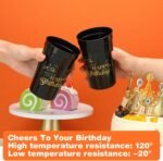 Zhehao 30 Pcs Reusable Happy Birthday Cups 12 oz Plastic Tumblers Stadium Cups Birthday Shot Glasses for Women Men Anniversary Party Favors(Black) - Image 4