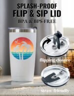 Onebttl Beach Tumbler for Palm Tree Lover - 20oz Stainless Steel Tumbler with Lid and Straw - Reusable Travel Double Wall Cup for Women and Men,Ocean Dream - White - Image 3