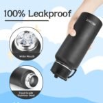MEZMUT Insulated Water Bottle with Straw 32 oz Metal Water Bottle Leakproof Travel Stainless Steel Water Bottles Reusable Double Wall Gym Sports Cup Flask for Camping Hiking, Black - Image 5