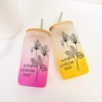 Birth Flower Glass Cup with Bamboo Lid Customized Birthflower Glass Tumbler with Name Graduation Retirement Gifts for Wife June Travel 16oz Glass Water Bottle - Image 5