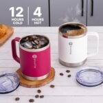 Insulated Coffee Mug with Lid, 12 oz Travel Coffee mug with handle Double Wall Stainless Steel Travel Tumbler Cup, Spill Proof (Fuchsia Red) - Image 3