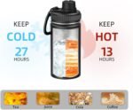 SASEUM Kids Sport Water Bottle 12oz Stainless Steel Double Wall Vacuum Thermal Mug with Leak Proof Spout Lids, Wide Mouth Metal Insulated Water Jug for Gym and Travel（Black） - Image 6