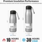 Small Water Bottle 12 oz, Dusgut Insulated Water Bottle,Stainless Steel,Wide Mouth Portable Lid,Silver - Image 4