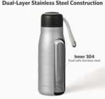Small Water Bottle 12 oz, Dusgut Insulated Water Bottle,Stainless Steel,Wide Mouth Portable Lid,Silver - Image 5