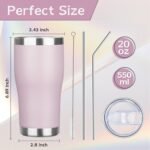 MEZMUT 1 Pack 20oz Insulated Coffee Tumbler with Lid and Straw Double Wall Vacuum Insulated Cup Stainless Steel Travel Mugs Leakproof Powder Coated Tumbler for Indoor Outdoor(Lavender) - Image 3