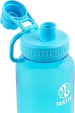 Takeya Tritan Sport Water Bottle with Spout Lid - BPA-Free & Dishwasher-Safe Water Bottle - Reusable Bottle with Lid Handle - Simple Leak-Proof Water Bottle - 40 oz, Breezy Blue - Image 3