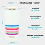 Drinco - 20 oz Stainless Steel Tumbler | Double Walled Vacuum Insulated Mug With Lid, 2 Straws, For Hot & Cold Drinks (20oz Stripe) - Image 5