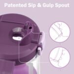 32oz Glass Water Bottle, 2-in-1 Straw and Sip Spout Lid, Leakproof Wide Mouth Tumbler with Handle, BPA-Free Reusable Bottle for Sports, Office, Outdoor, Lilac - Image 4