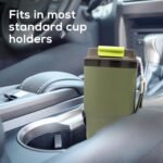 Insulated 16oz Stainless Steel Tumbler Mug Leakproof Double Walled Vacuum Thermal Coffee Cup with 2-in-1 Straw & Lid, Cupholder-Friendly Travel Mug for Hot & Cold Drinks (Olive Green) - Image 5