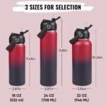 18oz Insulated Stainless Steel Water Bottle, Wide Mouth Double Wall Vacuum, Silicone Straw, Sweat & Leak Proof, BPA Free Insulated Water Flask for Travel, Keep Cold 24h Hot 12h, Red - Image 3