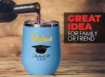 Custom Graduation 2021 - Graduation Cap Blue Wine Tumbler 12oz as Party Supplies, Graduation Decorations, School College - Image 3