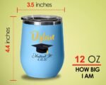 Custom Graduation 2021 - Graduation Cap Blue Wine Tumbler 12oz as Party Supplies, Graduation Decorations, School College - Image 4
