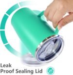 2Pack Stainless Steel Insulated Bottle, 16oz Tumblers with Handle, Double Wall Vacuum Travel Coffee Mug with Handle for Working Travel Driving, Purple&Green - Image 6