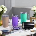 2Pack Stainless Steel Insulated Bottle, 16oz Tumblers with Handle, Double Wall Vacuum Travel Coffee Mug with Handle for Working Travel Driving, Purple&Green - Image 7