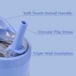 HydroJug Sport - Stainless Steel Tumbler with Straw, Vacuum Insulated, 20oz Leakproof Water Bottle, Ergonomic Design, Reusable, Dishwasher Safe, Rubber Base, Durable for Gym or Outdoors, Light Blue - Image 4