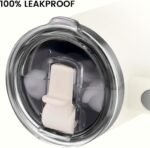 30oz Water Bottle - Leakproof Tumbler with handle & Removable Flip Spout & Straw, Reusable insulated Stainless Steel cup - Durable Base & Lid, Fits in Cup Holder, Travel/Gym/Office- Cream - Image 3