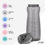 Pogo 64oz Plastic Water Bottle with Leak-Proof Chug Lid and Carry Handle, Reusable, BPA Free, Capacity Markings, Dishwasher Safe, Perfect for Travel, School, Outdoors, and Gym, Grey - Image 4