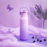 Zak Designs Harmony Water Bottle Benefiting St. Jude, For Travel or At Home, 32oz Stainless Steel is Leak-Proof When Closed and Vacuum Insulated with Straw Lid and Carry Handle (Purple Ombre) - Image 3