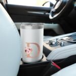 Letter D Initial Floral monogram Travel Coffee Cup Mug Stainless Steel Insulated Tumbler - Image 4