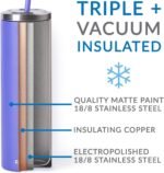 Cupture Stainless Steel Skinny Insulated Tumbler Cup with Lid and Reusable Straw - 16 oz (Powder Blue) - Image 3